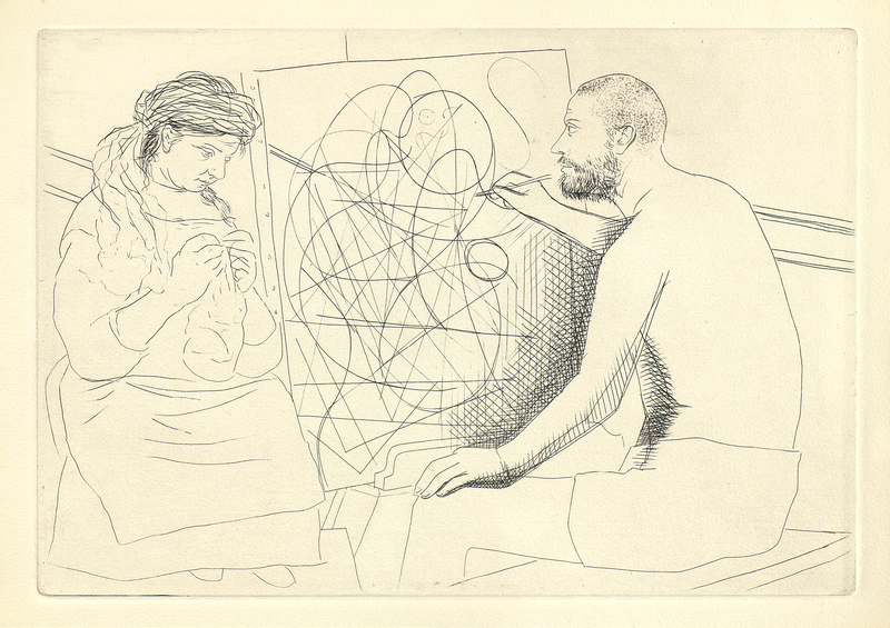 Picasso. Pintor y modelo tejiendo, 1927